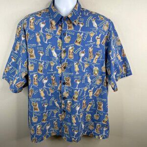 Reyn Spooner Tropical Hawaiian Shirt Mens XLarge Tiki Luau Happy Hour Vacation